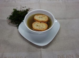pan al fondo de la sopa de tomillo